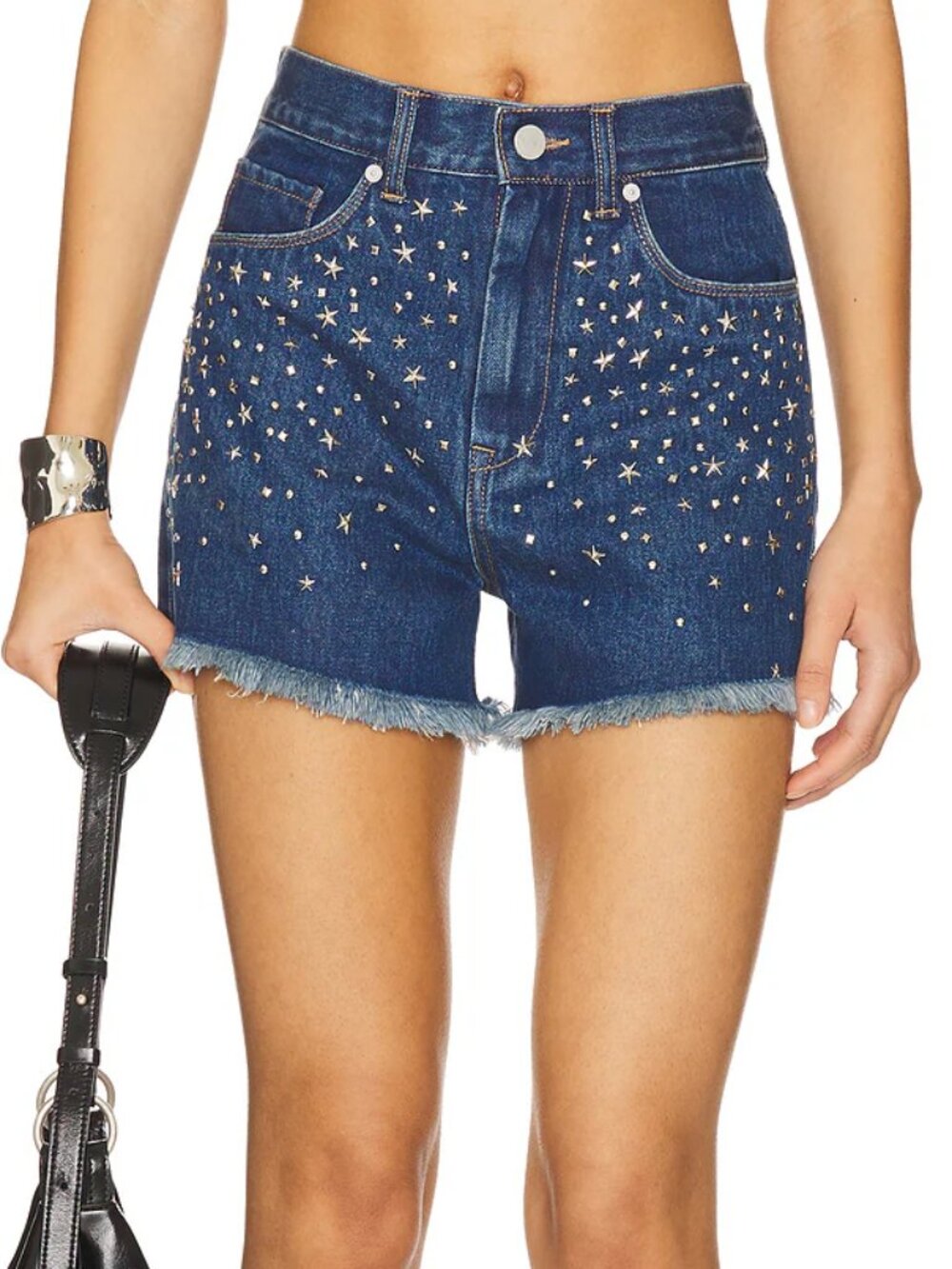BLANK NYC Embellished Denim Star Studded High Rise Shorts Women's Size 25 Party